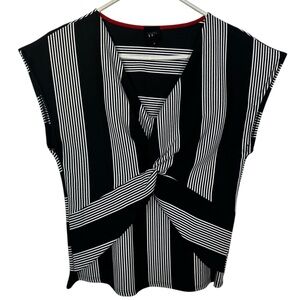 W5 ANTHRO Twist Front Striped Top Women's Medium Black White Sleeveless